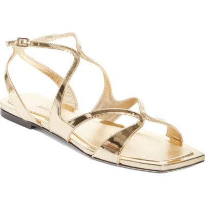 Jimmy Choo Ayla Flat Leather Sandals In Gold