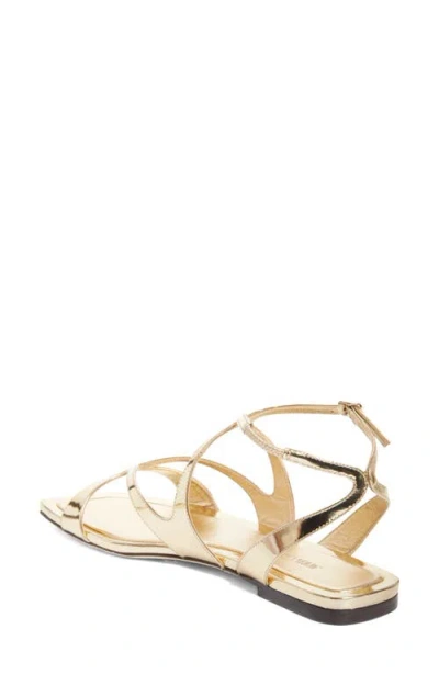 Jimmy Choo Ayla Flat Leather Sandals In Gold