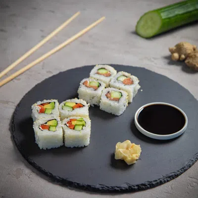 Cilio Slate Serving Board For Cheese And Appetizers, Round, 11.8-inch