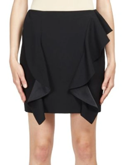 Shop Givenchy Ruffle-detail Wool Mini Skirt In Black