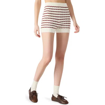 Steve Madden Norris Stripe Pointelle Stitch Sweater Shorts In Nude