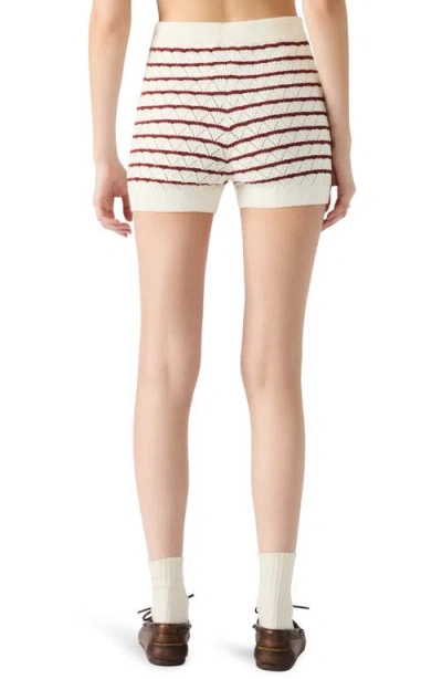 Steve Madden Norris Stripe Pointelle Stitch Sweater Shorts In Nude