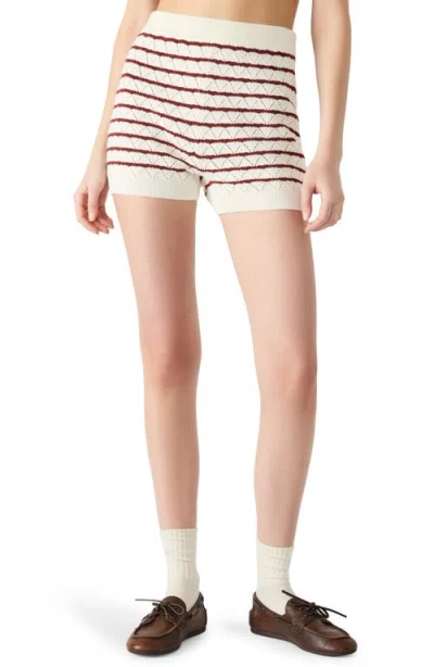 Steve Madden Norris Stripe Pointelle Stitch Sweater Shorts In Nude