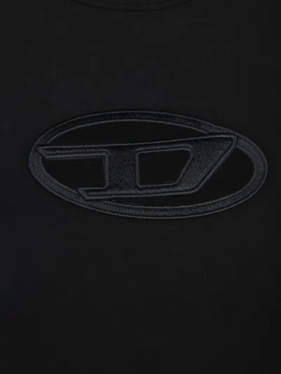Diesel Abito Corto Con Dettaglio Oval D Cut Out In Cotone Stretch Nero Donna