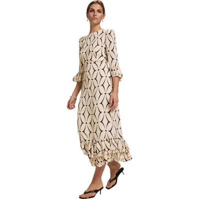 Mint Velvet Geo Print Ruffle Midi Dress