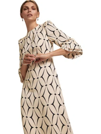 Mint Velvet Geo Print Ruffle Midi Dress