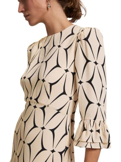 Mint Velvet Geo Print Ruffle Midi Dress