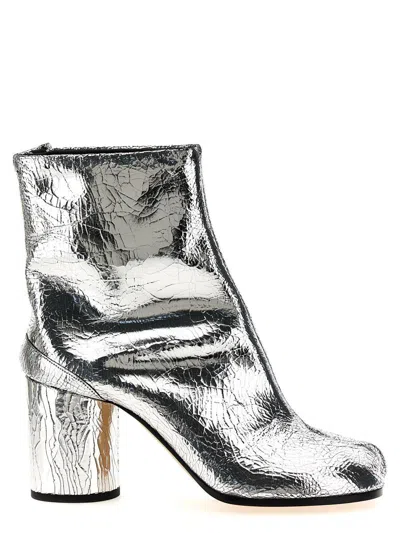 Maison Margiela Tabi Split-toe Crinkled Metallic Patent-leather Ankle Boots