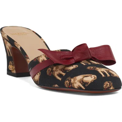 Valentino Knotty 60 Printed Leather Mules In Black