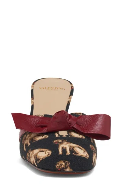 Valentino Knotty 60 Printed Leather Mules In Black