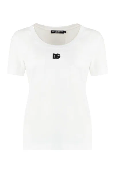 Dolce & Gabbana Logo-embroidered Cotton-blend T-shirt