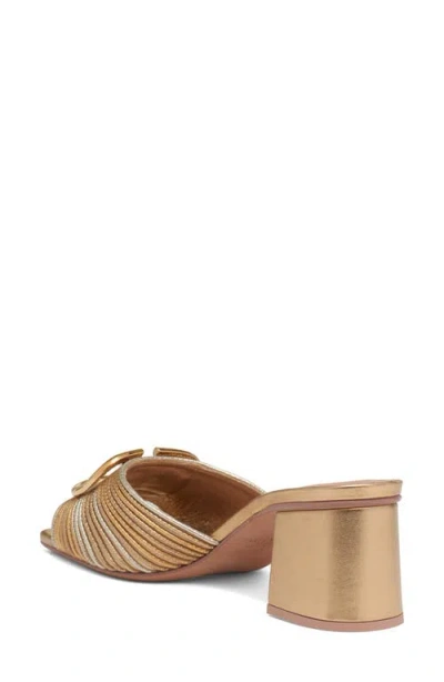 Valentino Garavani Vlogo Signature Metallic Slide Sandal With Cornely Embroidery 60mm Woman Gold 41