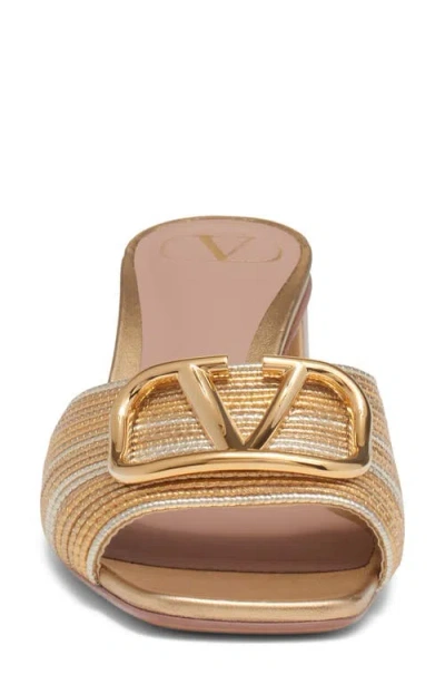 Valentino Garavani Vlogo Signature Metallic Slide Sandal With Cornely Embroidery 60mm Woman Gold 41