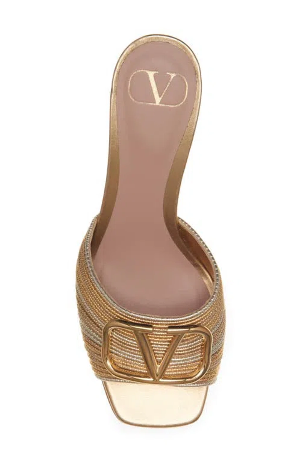 Valentino Garavani Vlogo Signature Metallic Slide Sandal With