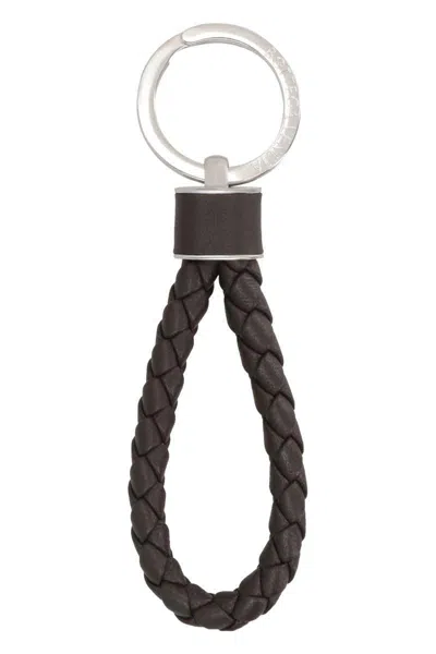 Bottega Veneta Intrecciato Leather Keyring In Black