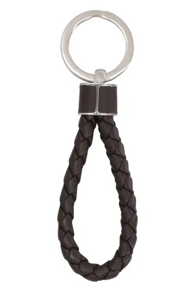 Bottega Veneta Intrecciato Leather Keyring In Black