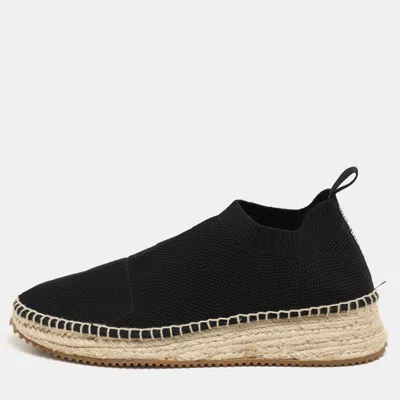 Pre-owned Alexander Wang Black Knit Fabric Dylan Espadrille Flats Size 37