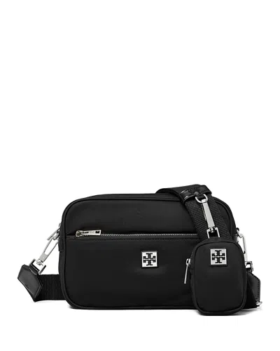 Tory Burch Virginia Logo Plaque Crossbody Bag In Black