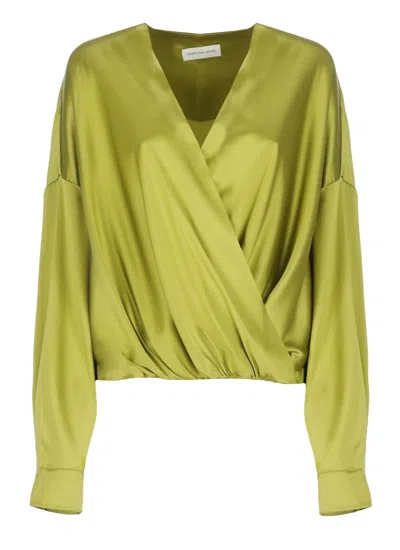 Dries Van Noten Draped Silk-blend Satin Blouse
