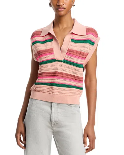 Essentiel Antwerp Hantwerp Striped Knit Polo Combo1 Nude Hazelnut In Multi