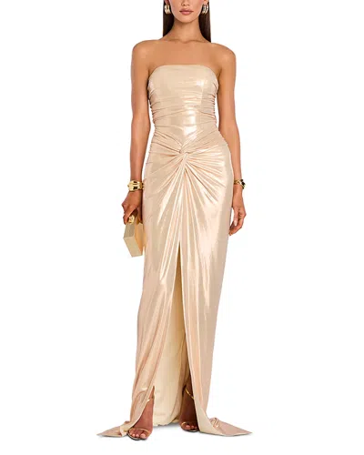 Retroféte Maytal Metallic Maxi Gown In Latte Gold