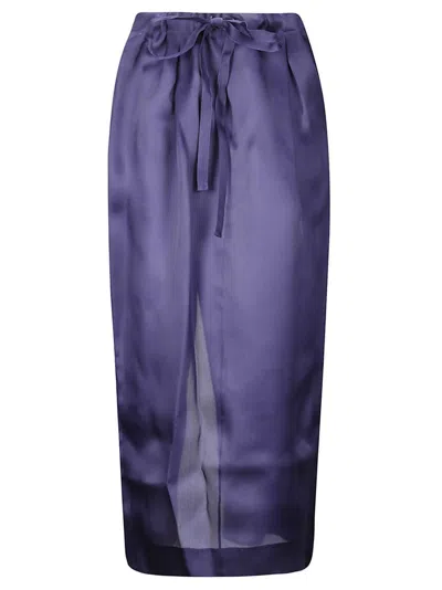 Khaite Semi-transparent Silk Maxi Skirt With Deep Back Slit
