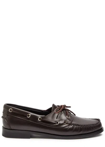 Aeyde 15mm Harris Leather Boat Shoes In Brown