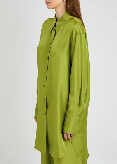 Rohe Signature Oversized Silk Shirt In Green