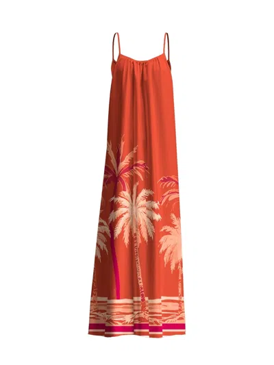 Diarrablu Printed Linen Sol Dress In Brown