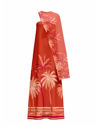 Diarrablu Printed Linen Sol Dress In Brown