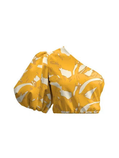 Diarrablu Printed Linen Ira Top In Yellow