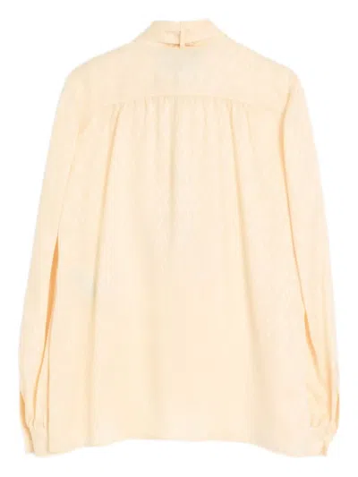 Valentino Toute La V Silk Jacquard Top In Neutral