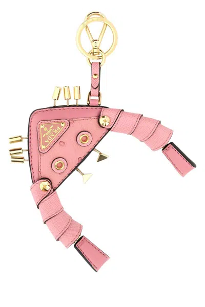 Prada Portachiavi In Pelle Rosa Donna In Pink