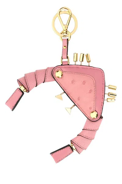 Prada Portachiavi In Pelle Rosa Donna In Pink