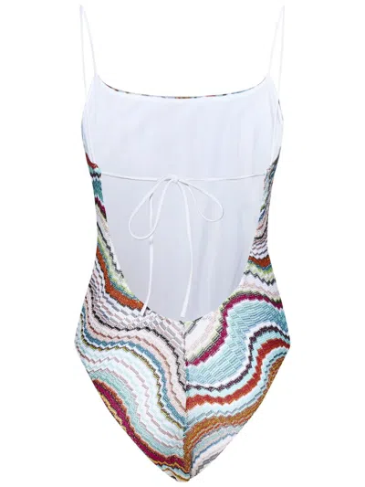 Missoni Light Blue One Piece With Vibrant Wave Pattern In Multi