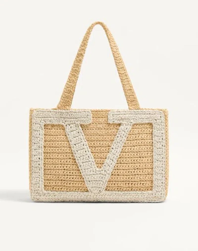 Valentino Garavani Viva Superstar Medium Shopping Bag In Raffia