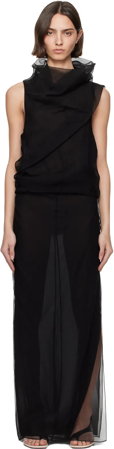 Khaite Long Silk Organza Dress In Black