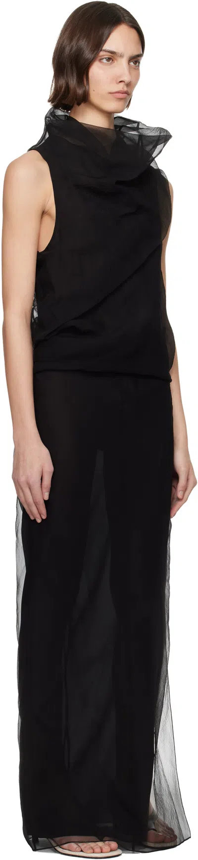 Khaite Long Silk Organza Dress In Black