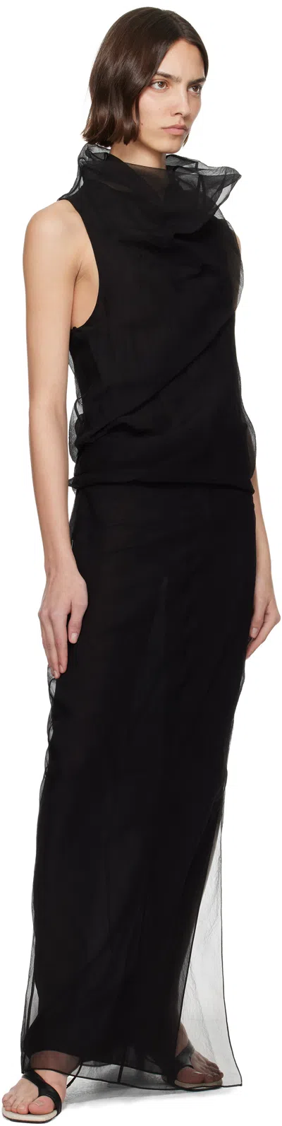 Khaite Long Silk Organza Dress In Black