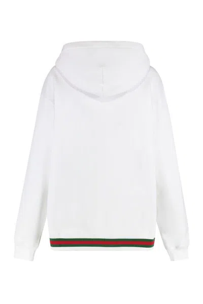 Gucci White Sweatshirt With Logo Imprinted On The Front And Web Detail On The Edge In Cotton Man