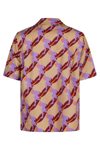 Gucci Multicolor Bowling Shirt With Cuban Collar And All-over Print In Cotton Man