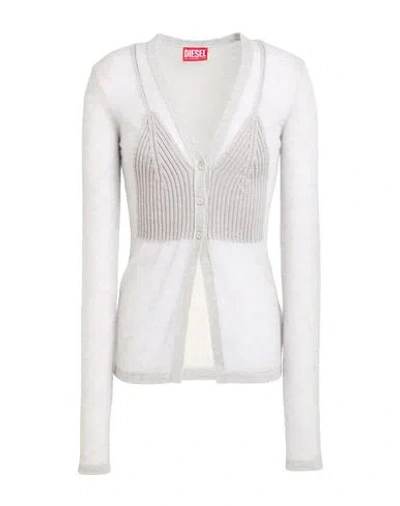 Diesel Woman Cardigan Light Grey Size M Mohair Wool, Alpaca Wool, Nylon, Virgin Wool