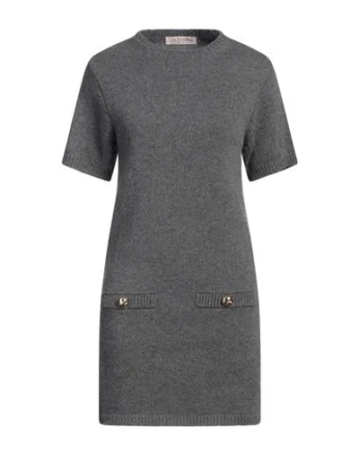 Valentino Garavani Woman Mini Dress Grey Size L Virgin Wool