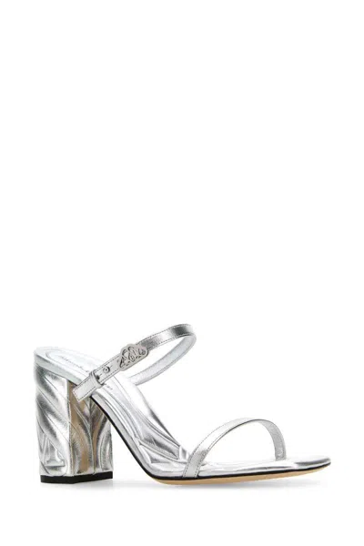 Alexander Mcqueen Silver Leather Seal Heels