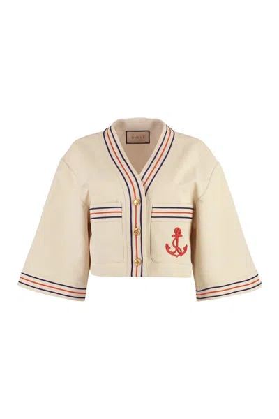 Gucci Linen And Cotton Shirt With Anchor Patch
