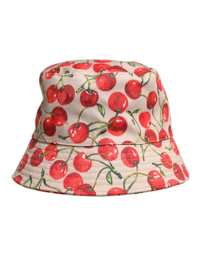 Dolce & Gabbana Beige Cotton Printed Wide Brim Bucket Men's Hat