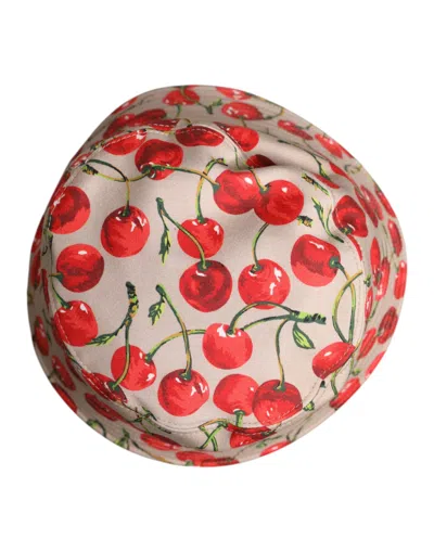 Dolce & Gabbana Beige Cotton Printed Wide Brim Bucket Men's Hat