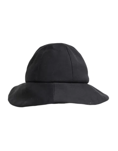 Dolce & Gabbana Black Cotton Wide Brim Bucket Hat In Black