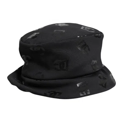 Dolce & Gabbana Black Dg Monogram Polyester Jacquard Bucket Women's Hat