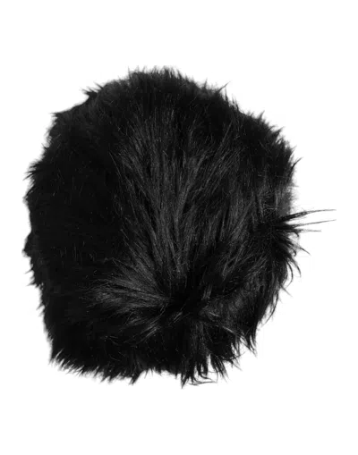 Dolce & Gabbana Black Faux Fur Bucket Hat In Black